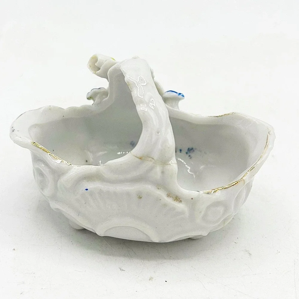 Occupied Japan Miniature Rose Floral Basket Porcelain
